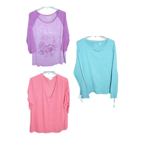 Bundle Set of 3: Women XXL Mixed Brand Lot Lightweight Casual Tops T-shirts - Picture 1 of 14